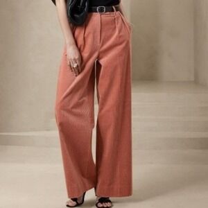 BANANA REPUBLIC NWT Women's 16 Pink‎ High Waisted Rivoli Wide Leg Corduroy Pants
